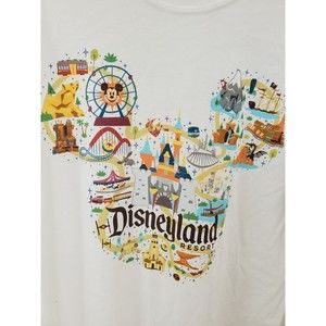 NWT Disneyland Resort Tshirt white w/ map of DCA & DLR in mickey head size large